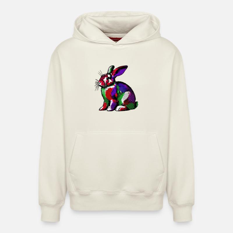 Lapin - Sweat à capuche unisexe décontracté en coton biologique – de SPREAD - blanc cassé