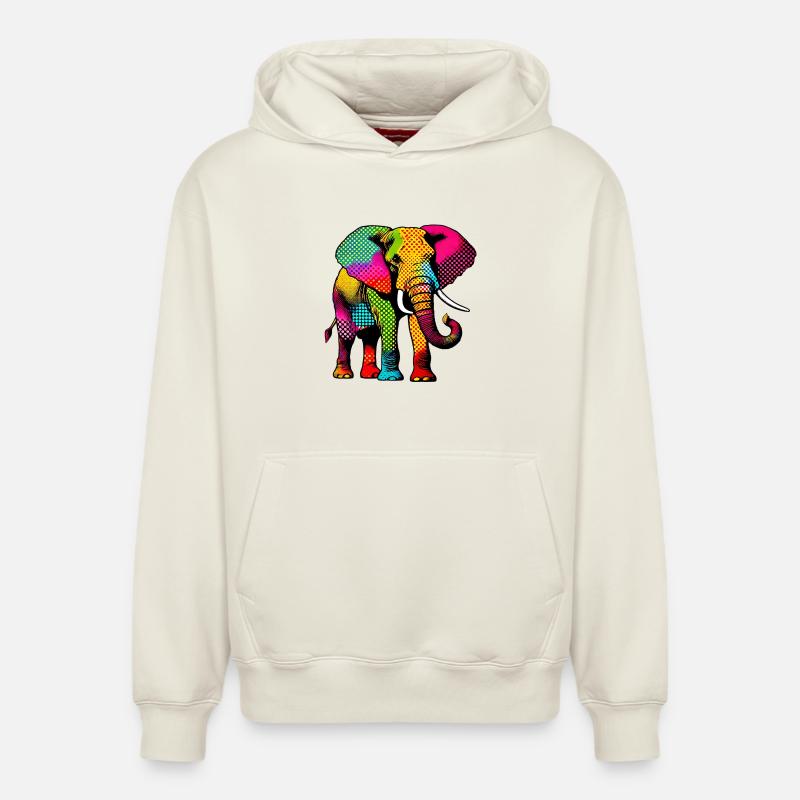 Éléphant - Sweat à capuche unisexe décontracté en coton biologique – de SPREAD - blanc cassé