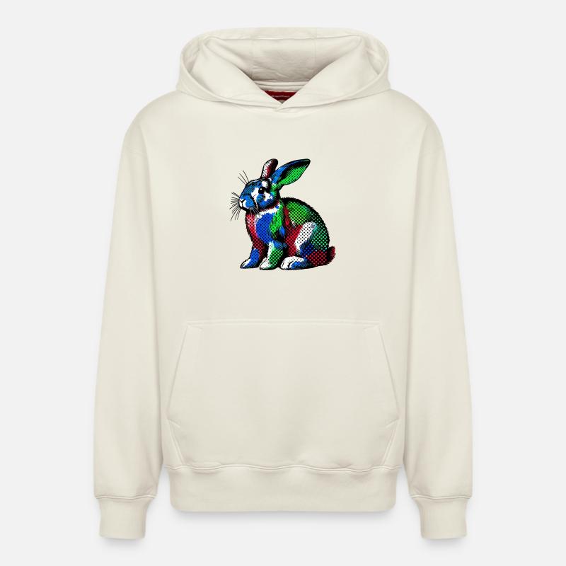 Lapin - Sweat à capuche unisexe décontracté en coton biologique – de SPREAD - blanc cassé