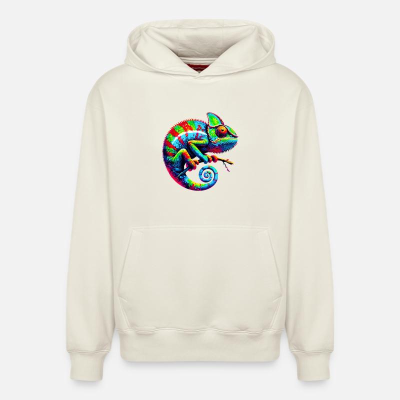 Caméléon - Sweat à capuche unisexe décontracté en coton biologique – de SPREAD - blanc cassé