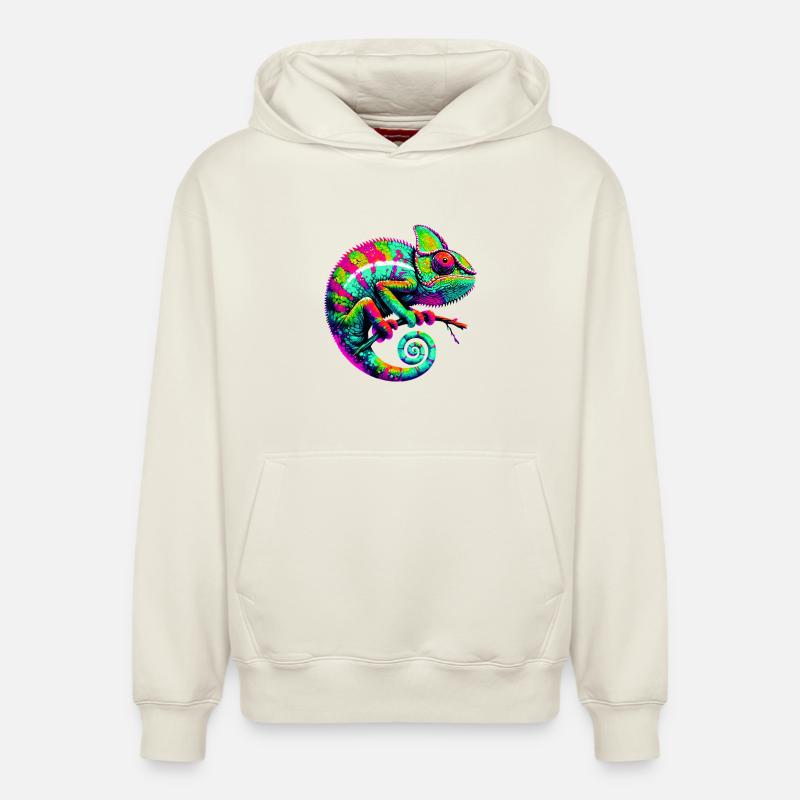 Caméléon - Sweat à capuche unisexe décontracté en coton biologique – de SPREAD - blanc cassé