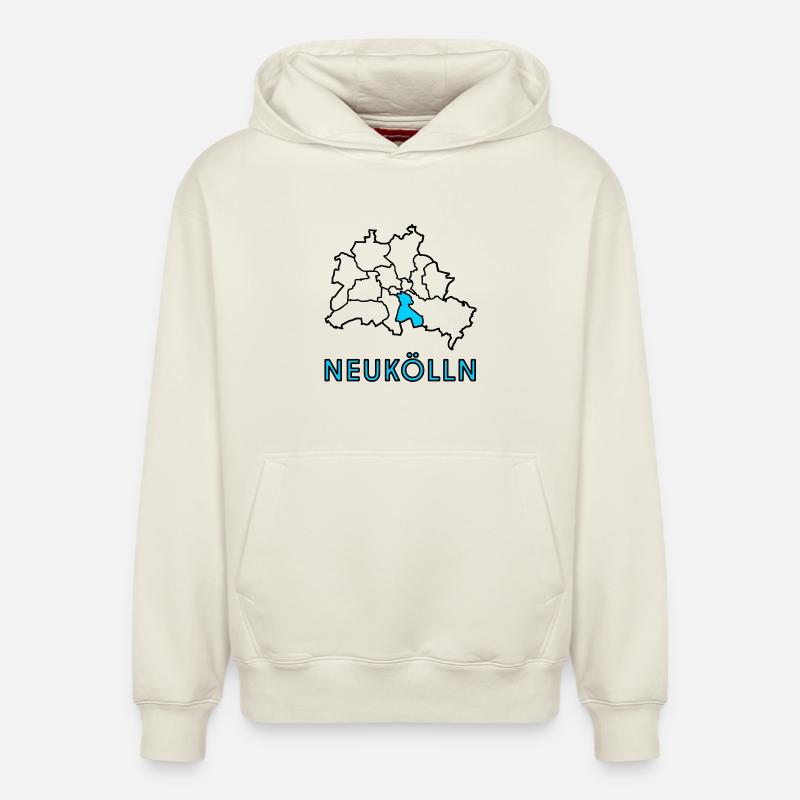 NEUKÖLLN, un quartier de Berlin - Sweat à capuche unisexe décontracté en coton biologique – de SPREAD - blanc cassé