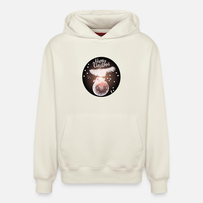 Weihnachtskugel mit Tannenzweig - Relaxed Unisex Organic Hoodie – von SPREAD - Naturweiß