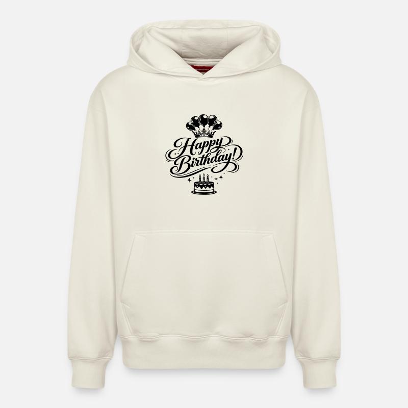 Joyeux anniversaire - Sweat à capuche unisexe décontracté en coton biologique – de SPREAD - blanc cassé