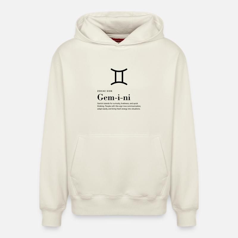 Gémeaux - Signe du zodiaque - Sweat à capuche unisexe décontracté en coton biologique – de SPREAD - blanc cassé