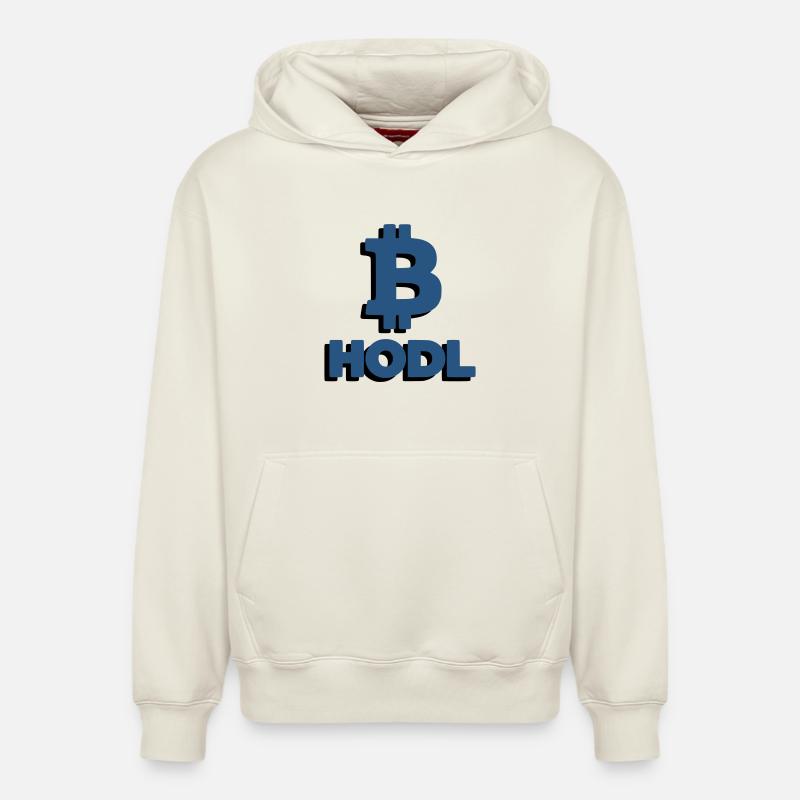 Bitcoin HODL Logo, Lettrage Crypto - Sweat à capuche unisexe décontracté en coton biologique – de SPREAD - blanc cassé