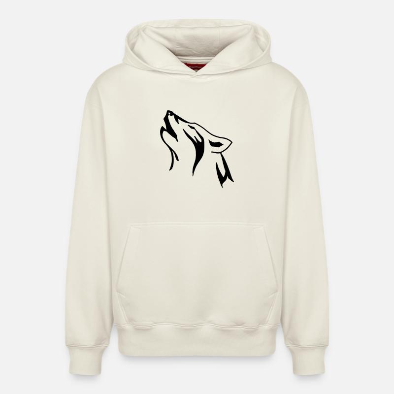 tête loup - Sweat à capuche unisexe décontracté en coton biologique – de SPREAD - blanc cassé