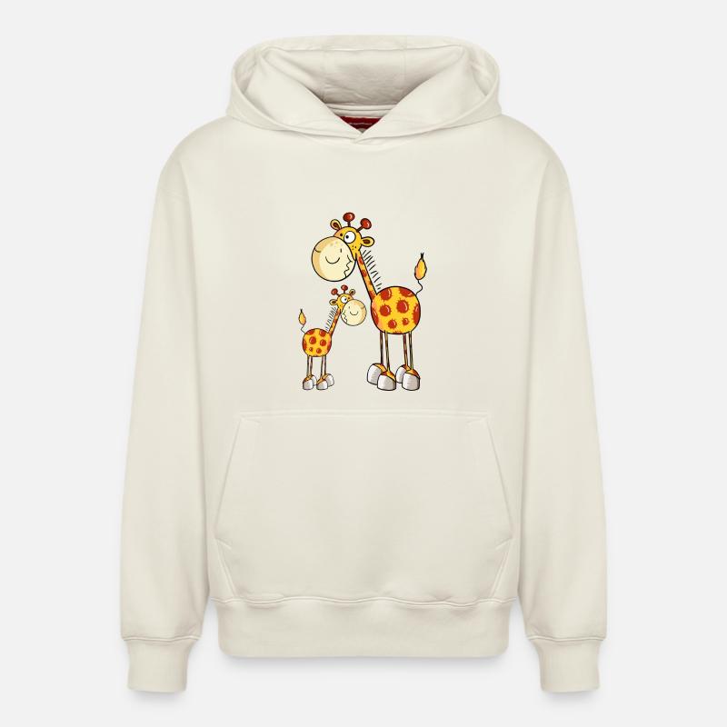 Girafe maman et bébé - Sweat à capuche unisexe décontracté en coton biologique – de SPREAD - blanc cassé