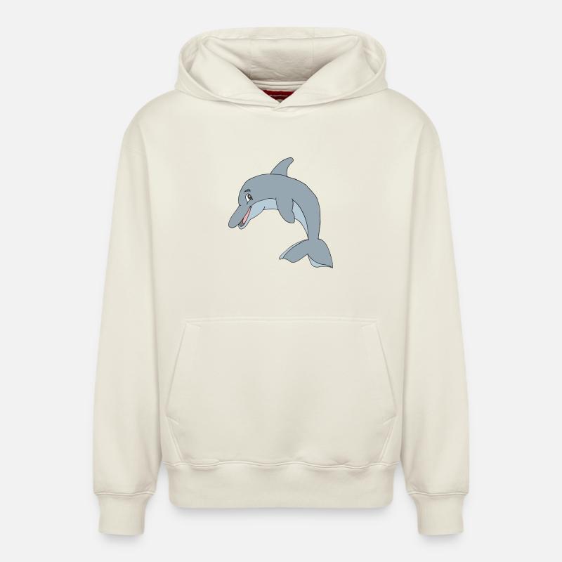 dauphin - Sweat à capuche unisexe décontracté en coton biologique – de SPREAD - blanc cassé