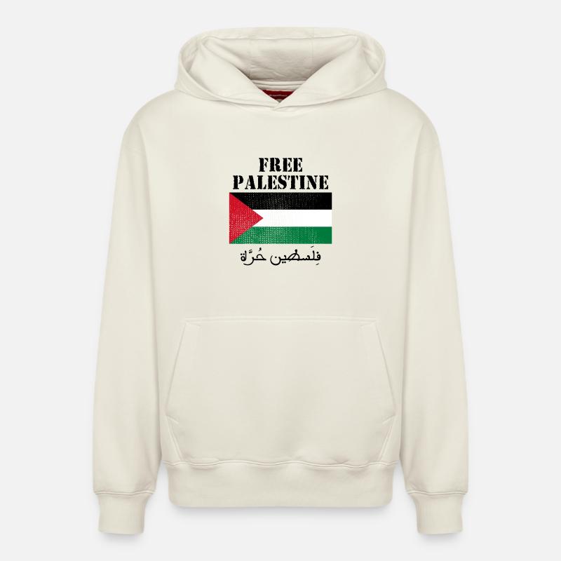 Drapeau de Palestine libre - Sweat à capuche unisexe décontracté en coton biologique – de SPREAD - blanc cassé