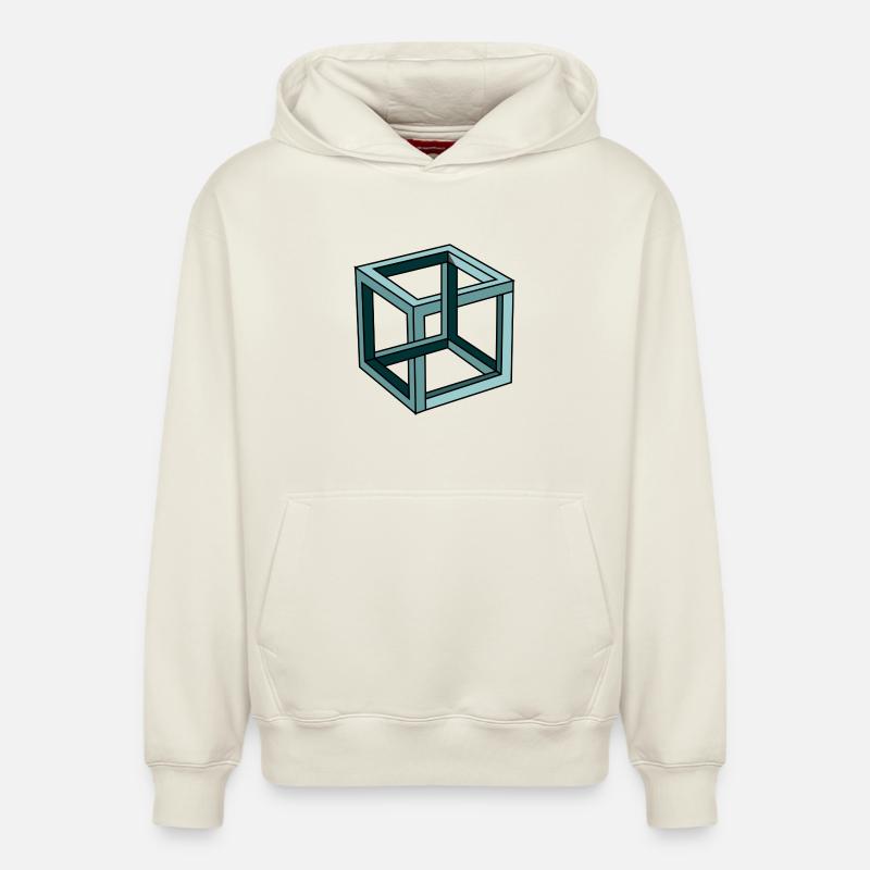 Escher Impossible Cube - Relaxed Unisex Organic Hoodie – von SPREAD - Naturweiß