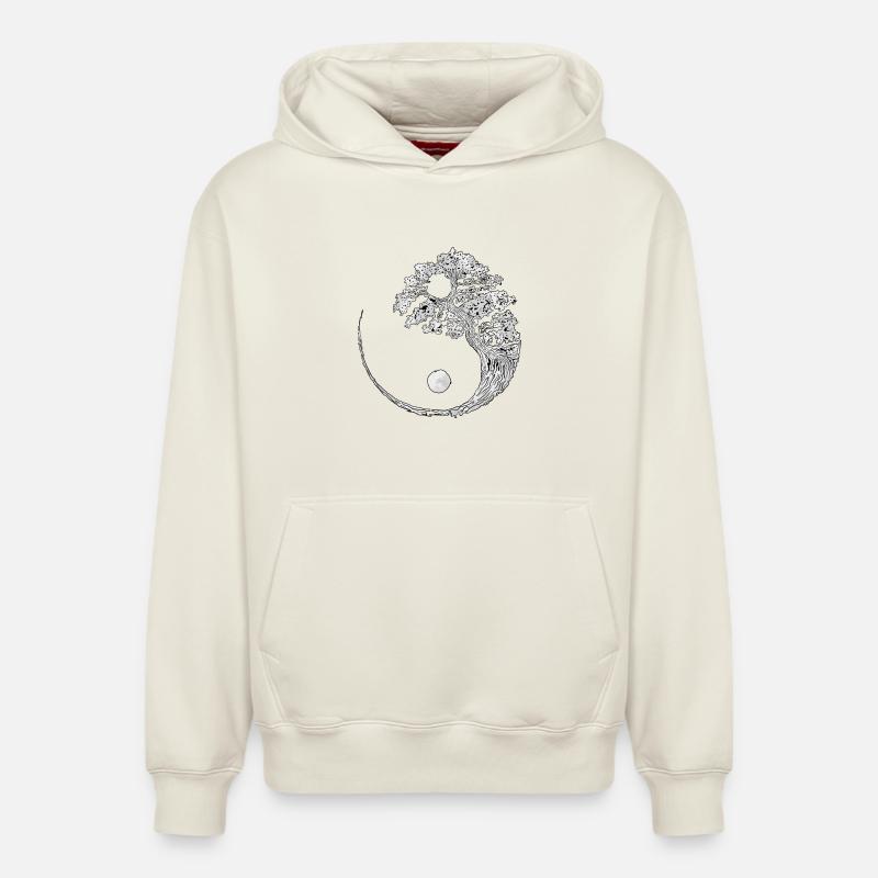 yin yang (yin yang) - Sweat à capuche unisexe décontracté en coton biologique – de SPREAD - blanc cassé