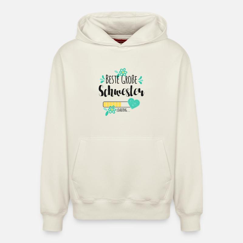 Beste Große Schwester Loading - Relaxed Unisex Organic Hoodie – von SPREAD - Naturweiß