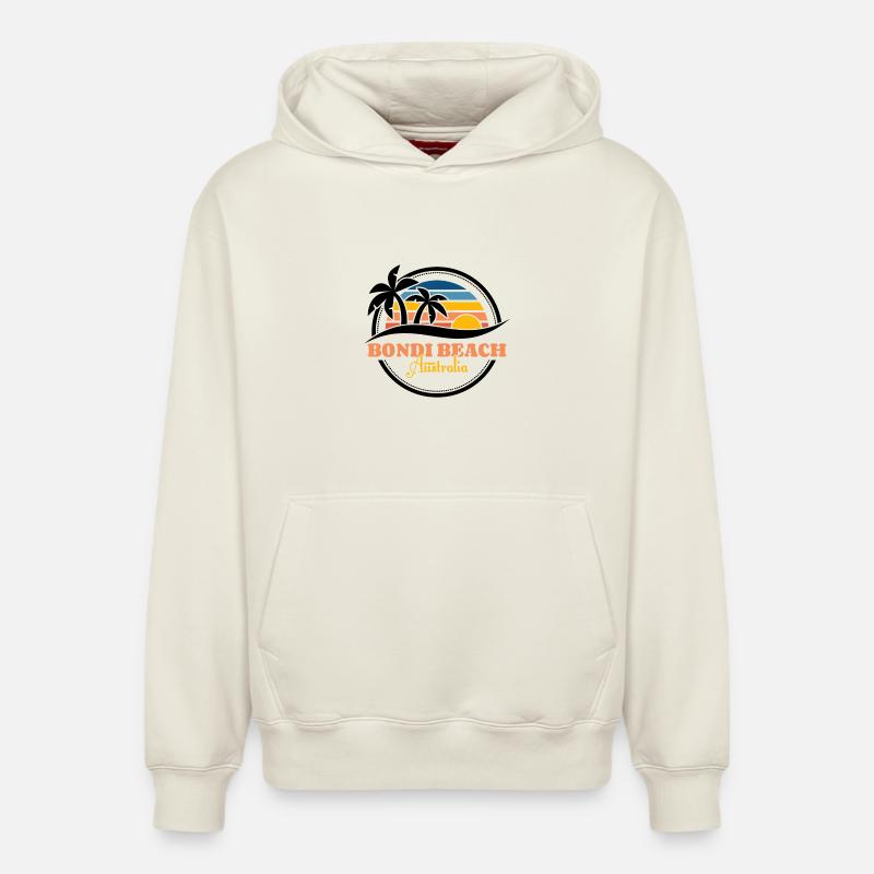 Bondi Beach - Sydney Australie - Sweat à capuche unisexe décontracté en coton biologique – de SPREAD - blanc cassé