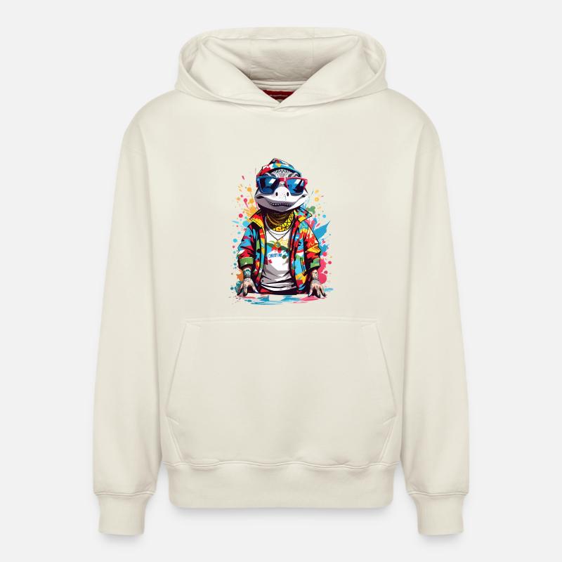 Crocodile cool - Sweat à capuche unisexe décontracté en coton biologique – de SPREAD - blanc cassé