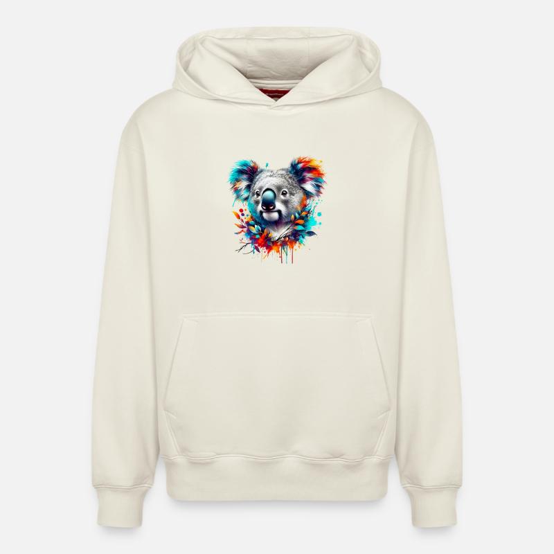Koala - Sweat à capuche unisexe décontracté en coton biologique – de SPREAD - blanc cassé