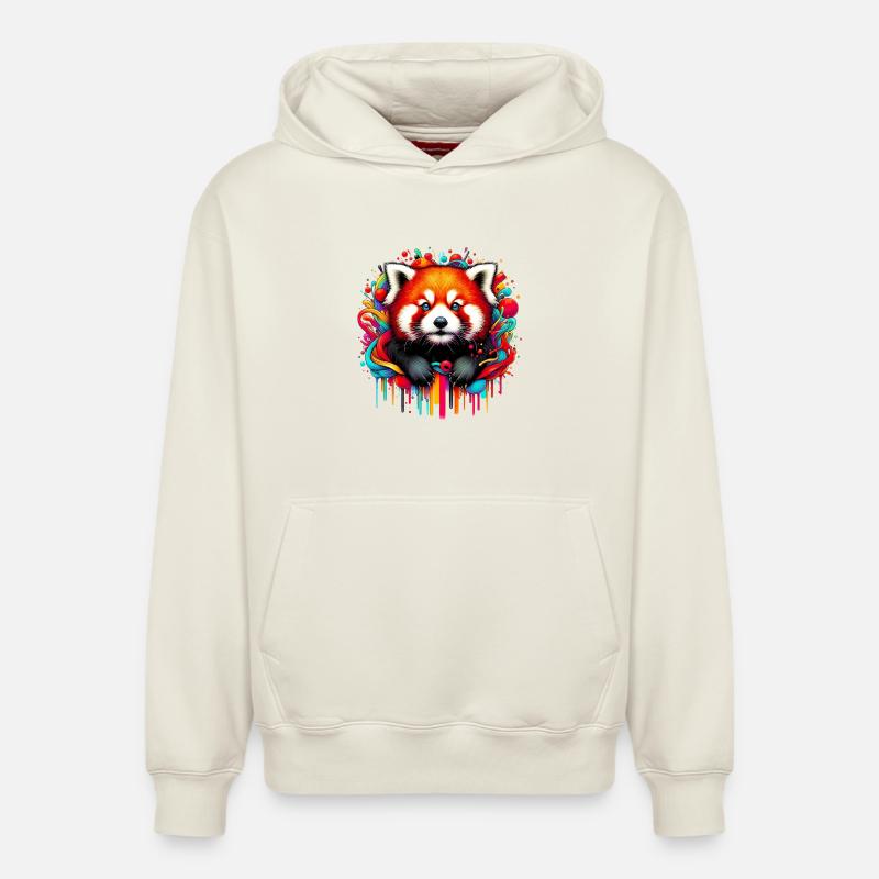 Petit panda - Sweat à capuche unisexe décontracté en coton biologique – de SPREAD - blanc cassé