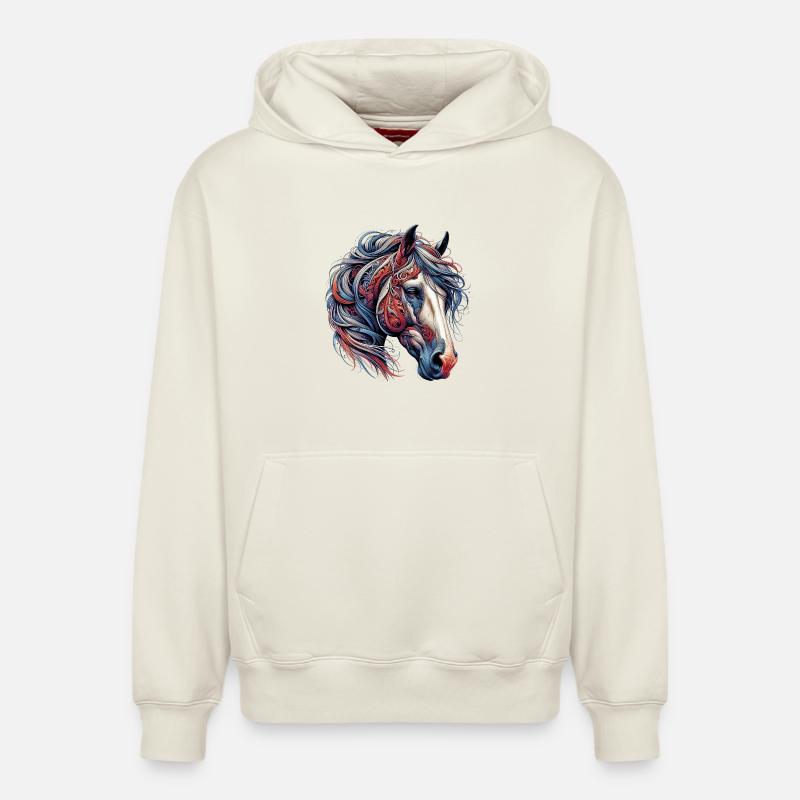 Cheval - Sweat à capuche unisexe décontracté en coton biologique – de SPREAD - blanc cassé
