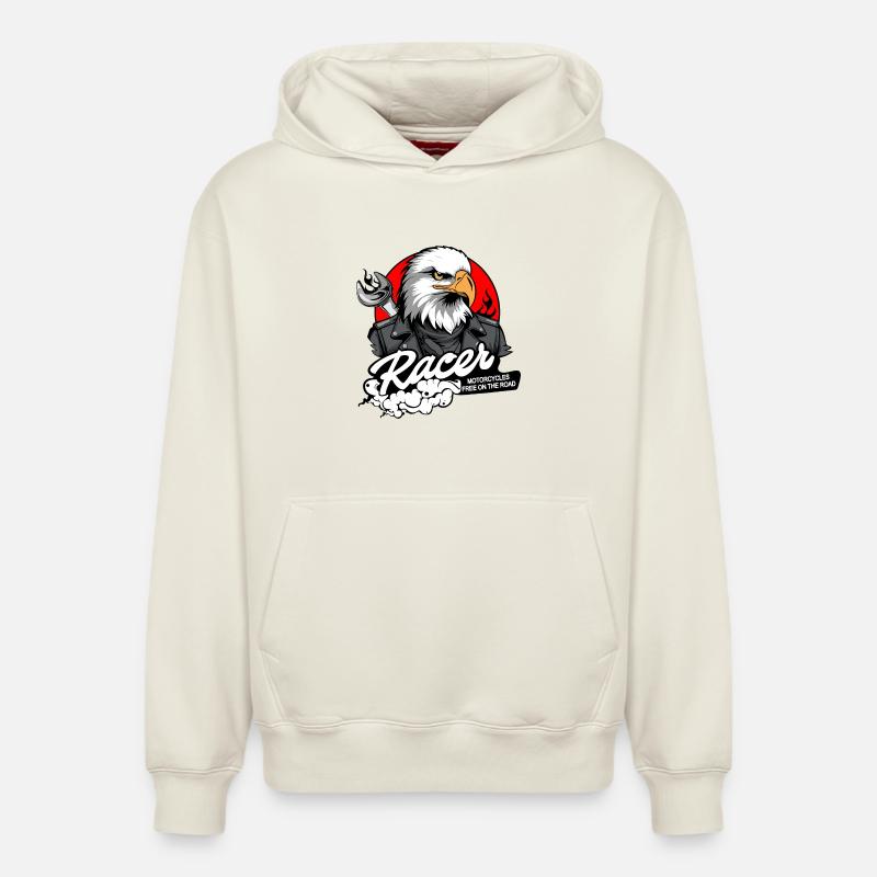BIKER EAGLE - Relaxed Unisex Organic Hoodie – von SPREAD - Naturweiß