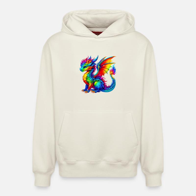 Dragon - Sweat à capuche unisexe décontracté en coton biologique – de SPREAD - blanc cassé