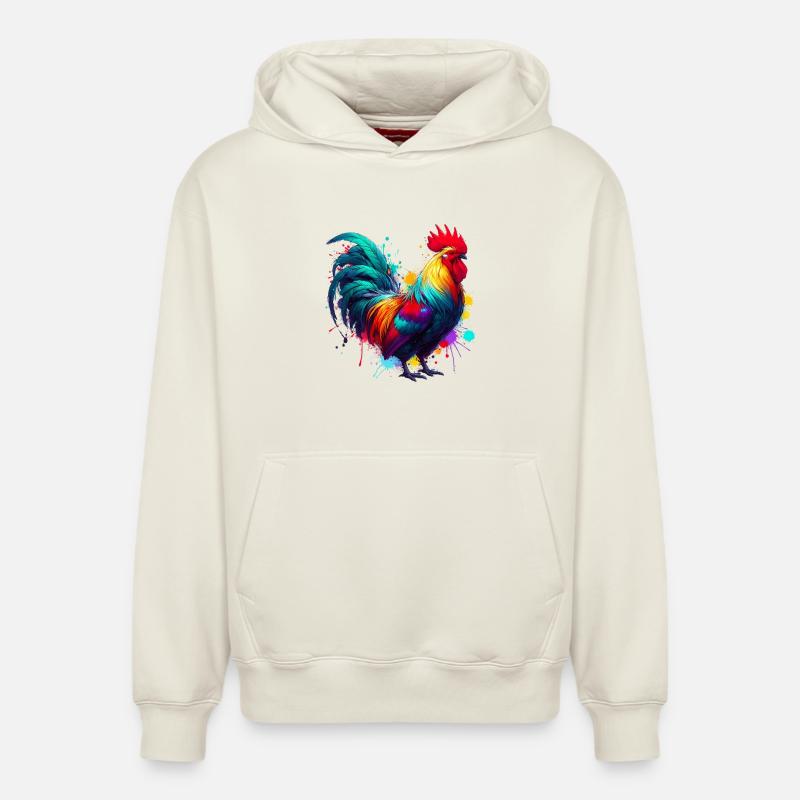 Poule coq - Sweat à capuche unisexe décontracté en coton biologique – de SPREAD - blanc cassé