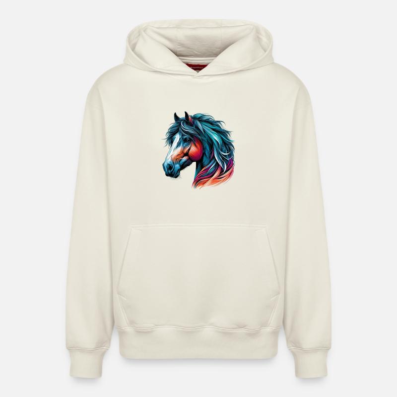 Cheval - Sweat à capuche unisexe décontracté en coton biologique – de SPREAD - blanc cassé