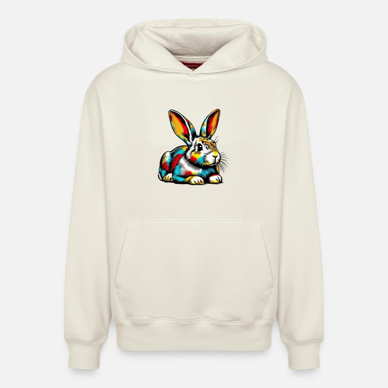 Lapin - Sweat à capuche unisexe décontracté en coton biologique – de SPREAD - blanc cassé