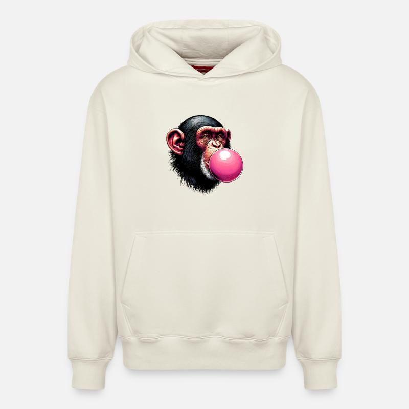 Singe - Sweat à capuche unisexe décontracté en coton biologique – de SPREAD - blanc cassé