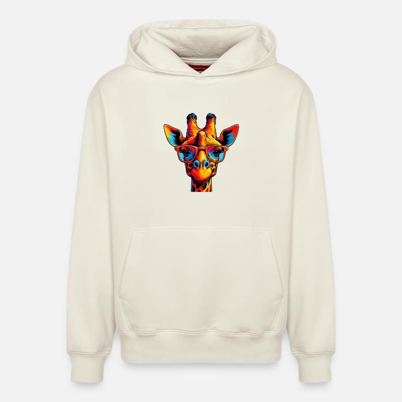 Girafe - Sweat à capuche unisexe décontracté en coton biologique – de SPREAD - blanc cassé