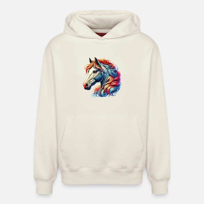 Cheval - Sweat à capuche unisexe décontracté en coton biologique – de SPREAD - blanc cassé