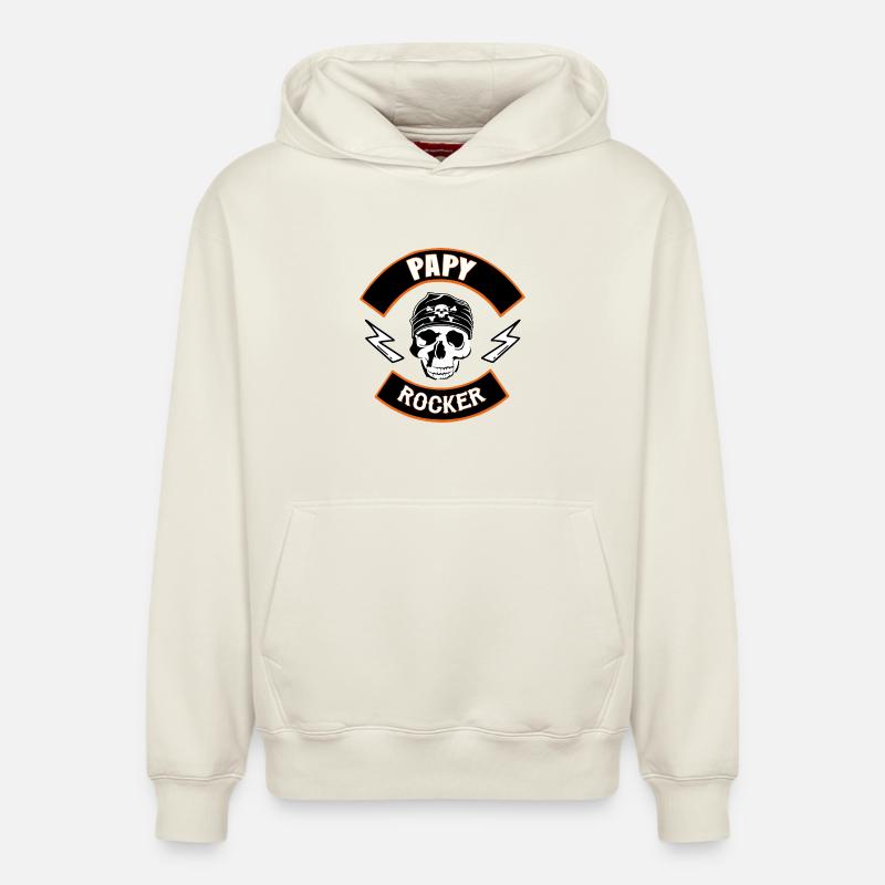 Papy rocker - Sweat à capuche unisexe décontracté en coton biologique – de SPREAD - blanc cassé
