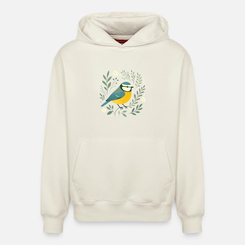 Bleu et fleurs - Sweat à capuche unisexe décontracté en coton biologique – de SPREAD - blanc cassé