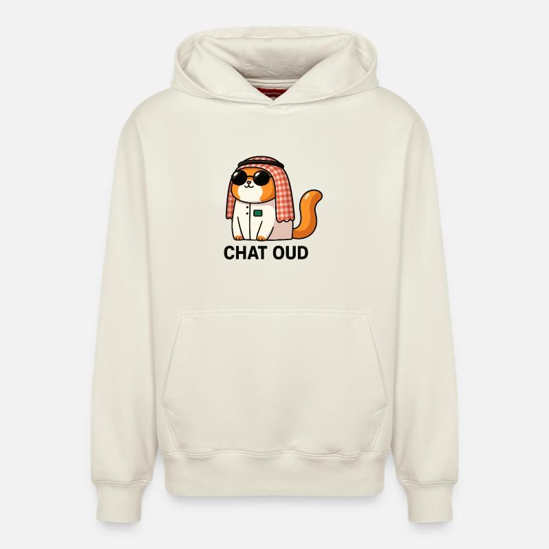 Chatpelle #3 - Chat Oud - Sweat à capuche unisexe décontracté en coton biologique – de SPREAD - blanc cassé