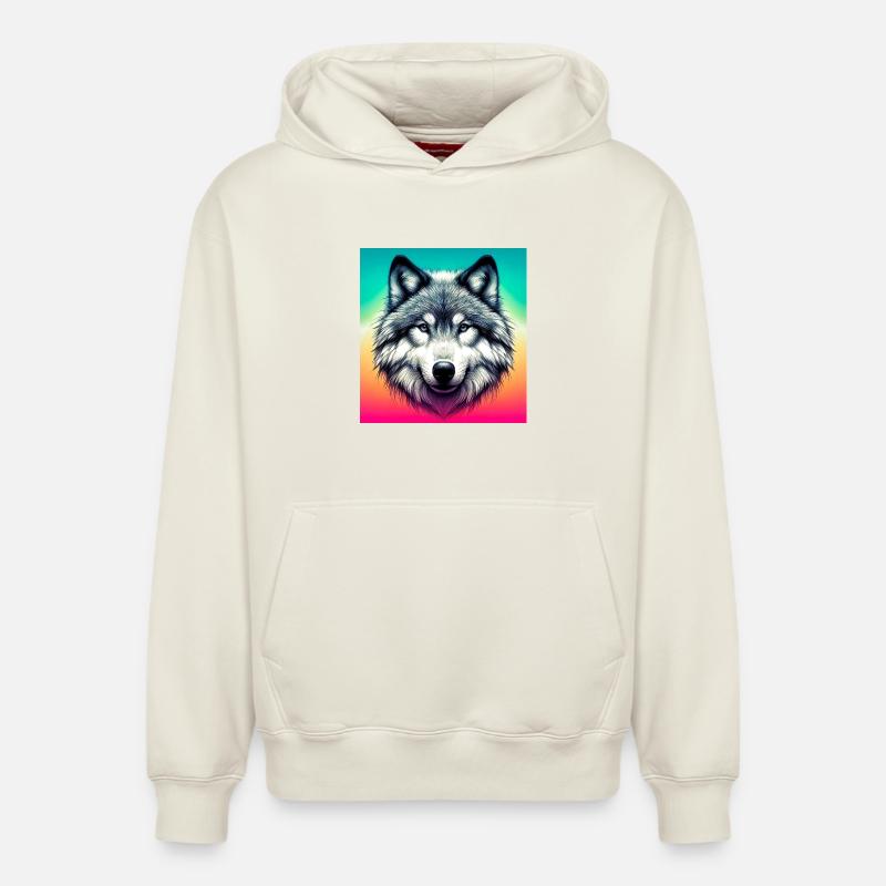 Loup - Sweat à capuche unisexe décontracté en coton biologique – de SPREAD - blanc cassé