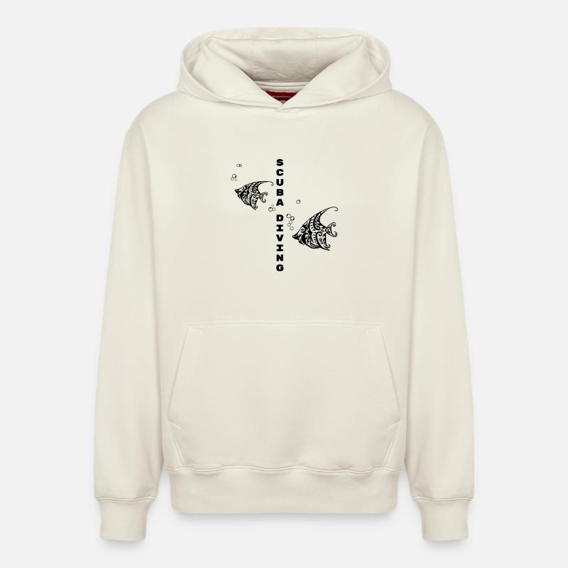 Plongée sous-marine – Tribal Fish Design - Sweat à capuche unisexe décontracté en coton biologique – de SPREAD - blanc cassé
