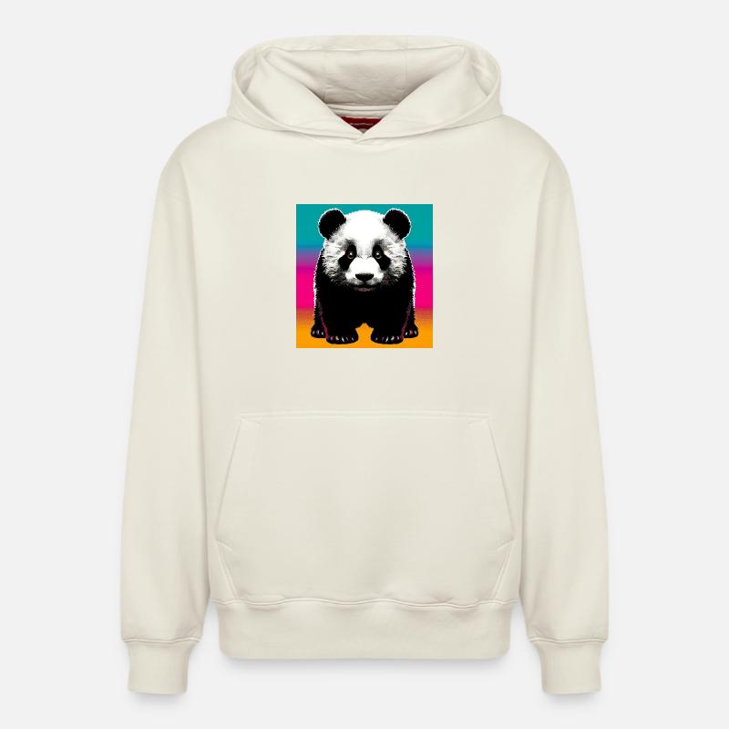 panda - Sweat à capuche unisexe décontracté en coton biologique – de SPREAD - blanc cassé