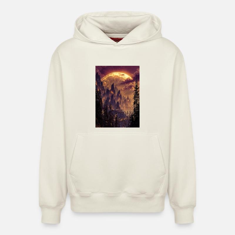 Sommet ardent au crépuscule - Sweat à capuche unisexe décontracté en coton biologique – de SPREAD - blanc cassé