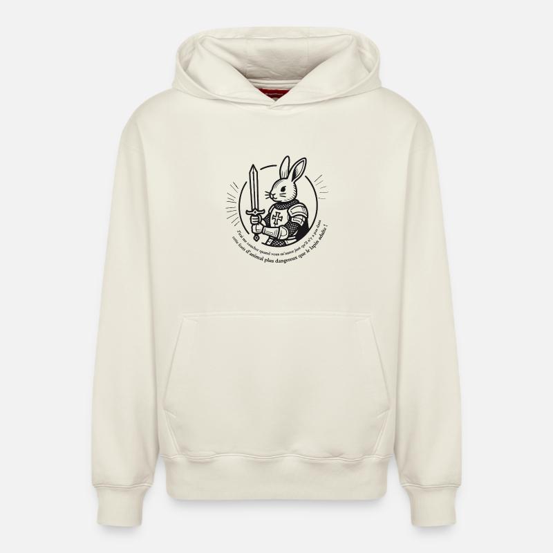 Lapin Chevalier Épée et Armure - Sweat à capuche unisexe décontracté en coton biologique – de SPREAD - blanc cassé