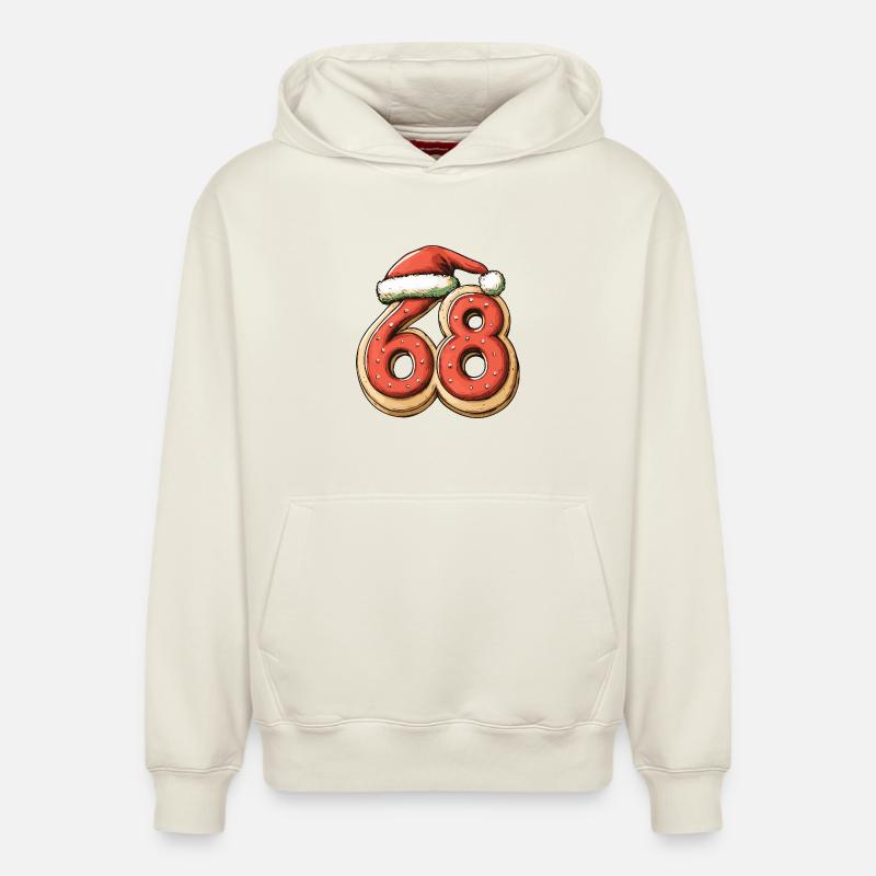 68 Numéro Biscuit Noël - Sweat à capuche unisexe décontracté en coton biologique – de SPREAD - blanc cassé