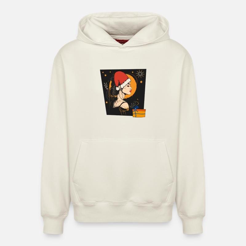 Noël du Père Noël - Sweat à capuche unisexe décontracté en coton biologique – de SPREAD - blanc cassé