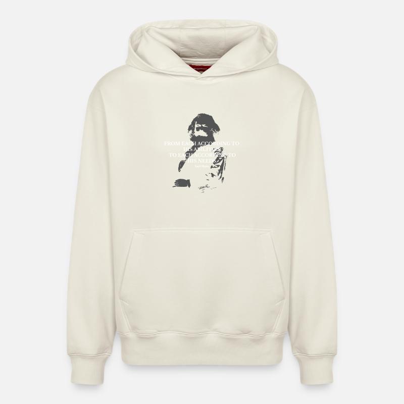 Citation de Karl Marx - Sweat à capuche unisexe décontracté en coton biologique – de SPREAD - blanc cassé