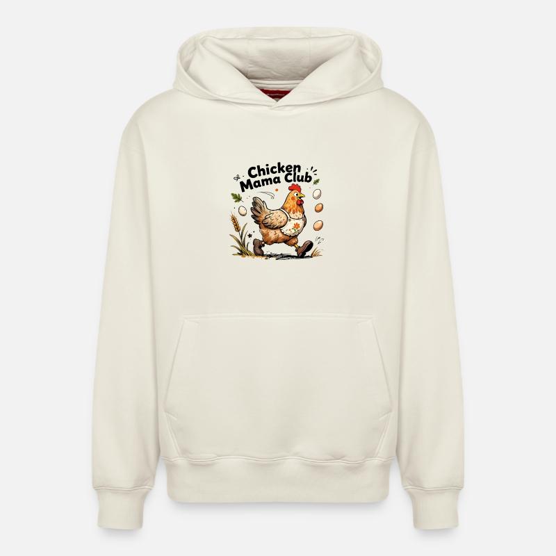 Chicken Mama Club – Poule fermière dynamique - Sweat à capuche unisexe décontracté en coton biologique – de SPREAD - blanc cassé