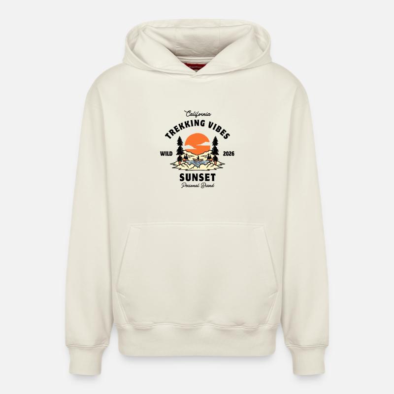 trekking vibes - Sweat à capuche unisexe décontracté en coton biologique – de SPREAD - blanc cassé