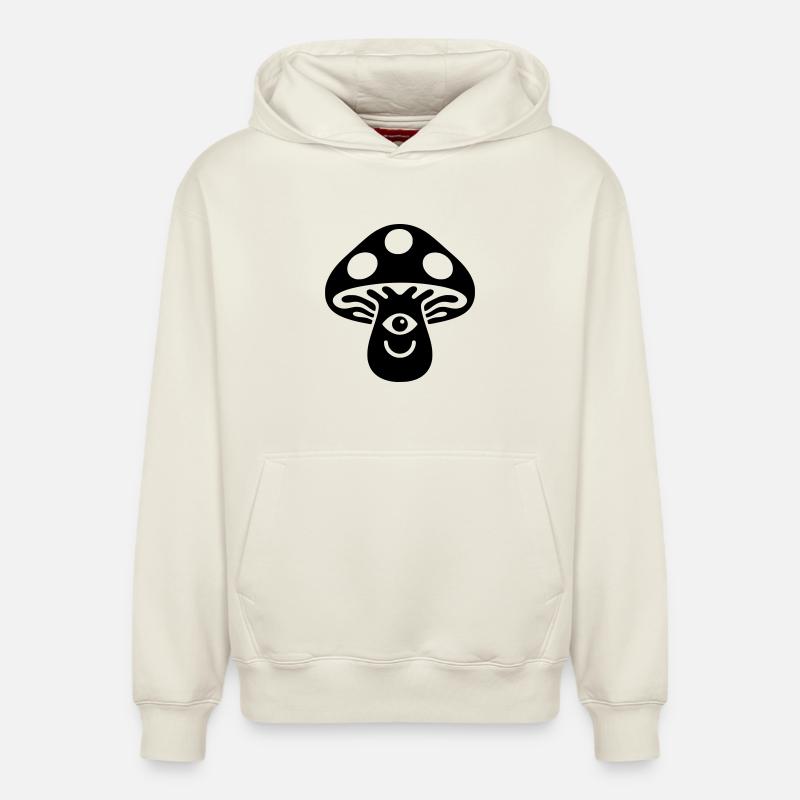 Champignon psychédélique avec motif œil - Sweat à capuche unisexe décontracté en coton biologique – de SPREAD - blanc cassé
