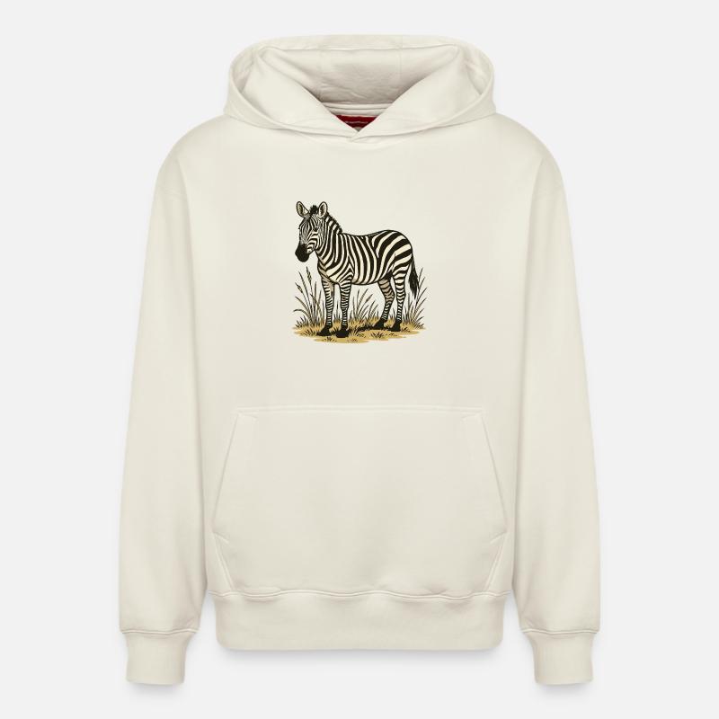 Zèbre - Sweat à capuche unisexe décontracté en coton biologique – de SPREAD - blanc cassé