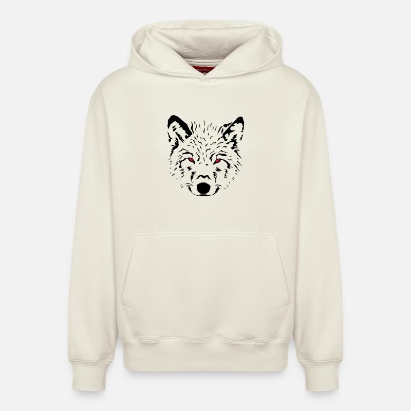 loup - Sweat à capuche unisexe décontracté en coton biologique – de SPREAD - blanc cassé