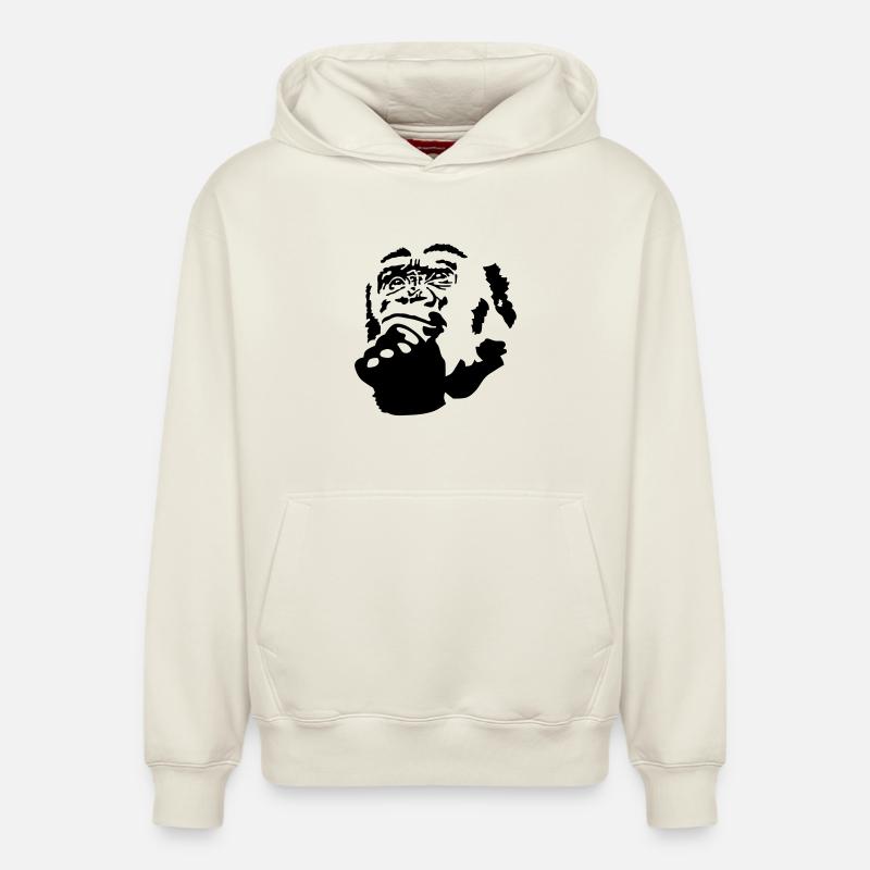 Affe - Relaxed Unisex Organic Hoodie – von SPREAD - Naturweiß