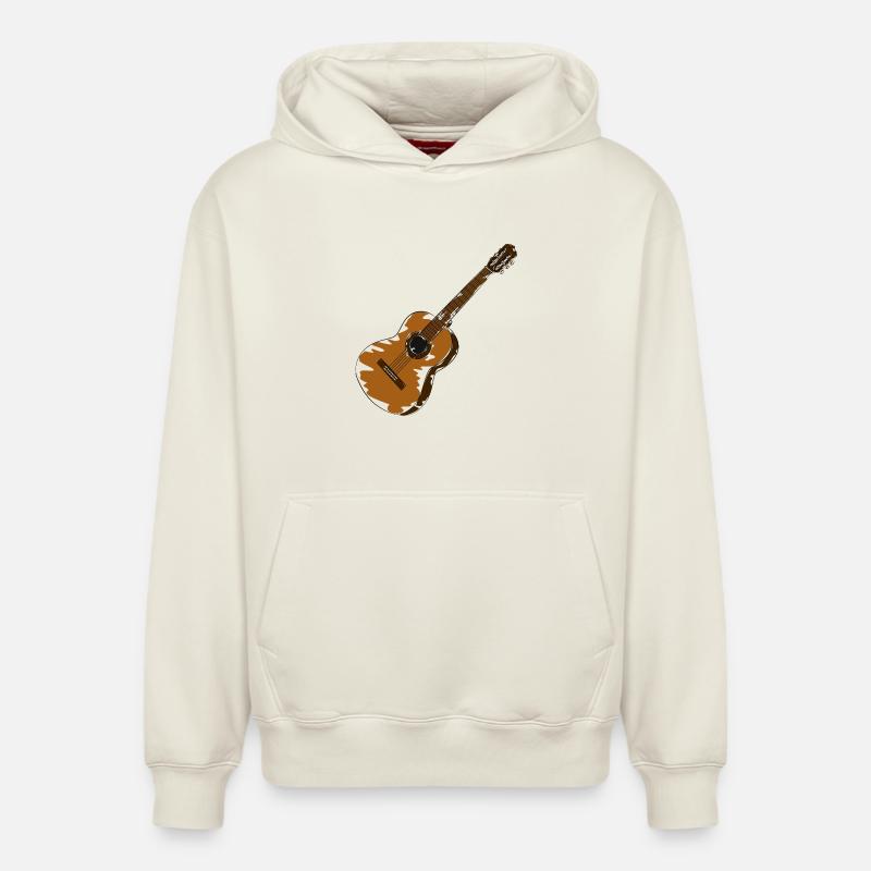 guitare - Sweat à capuche unisexe décontracté en coton biologique – de SPREAD - blanc cassé