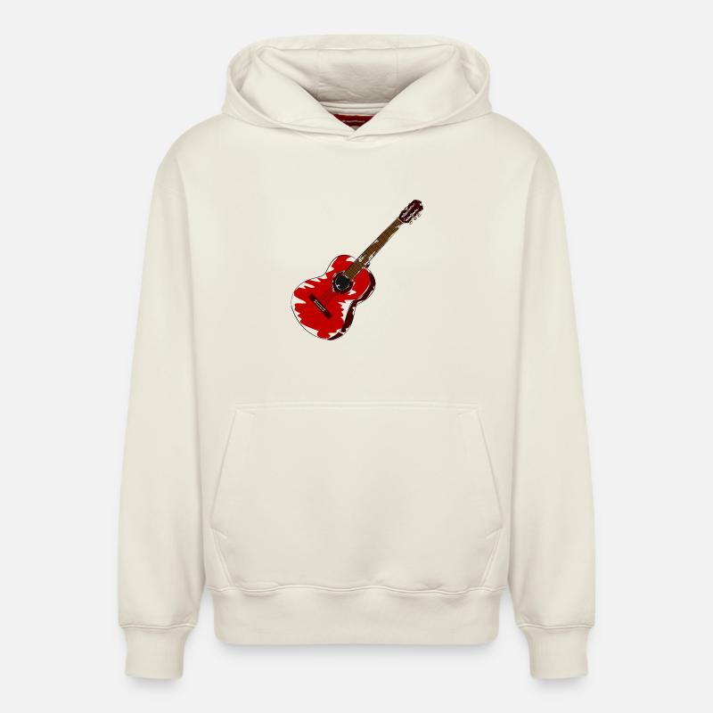 guitare - Sweat à capuche unisexe décontracté en coton biologique – de SPREAD - blanc cassé