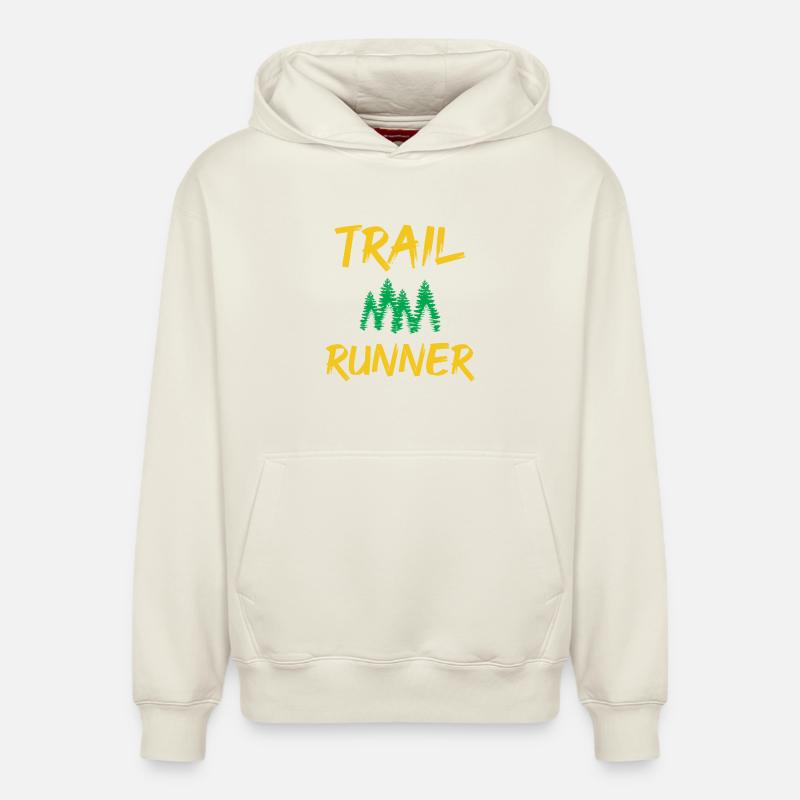 Trail Runner - Sweat à capuche unisexe décontracté en coton biologique – de SPREAD - blanc cassé